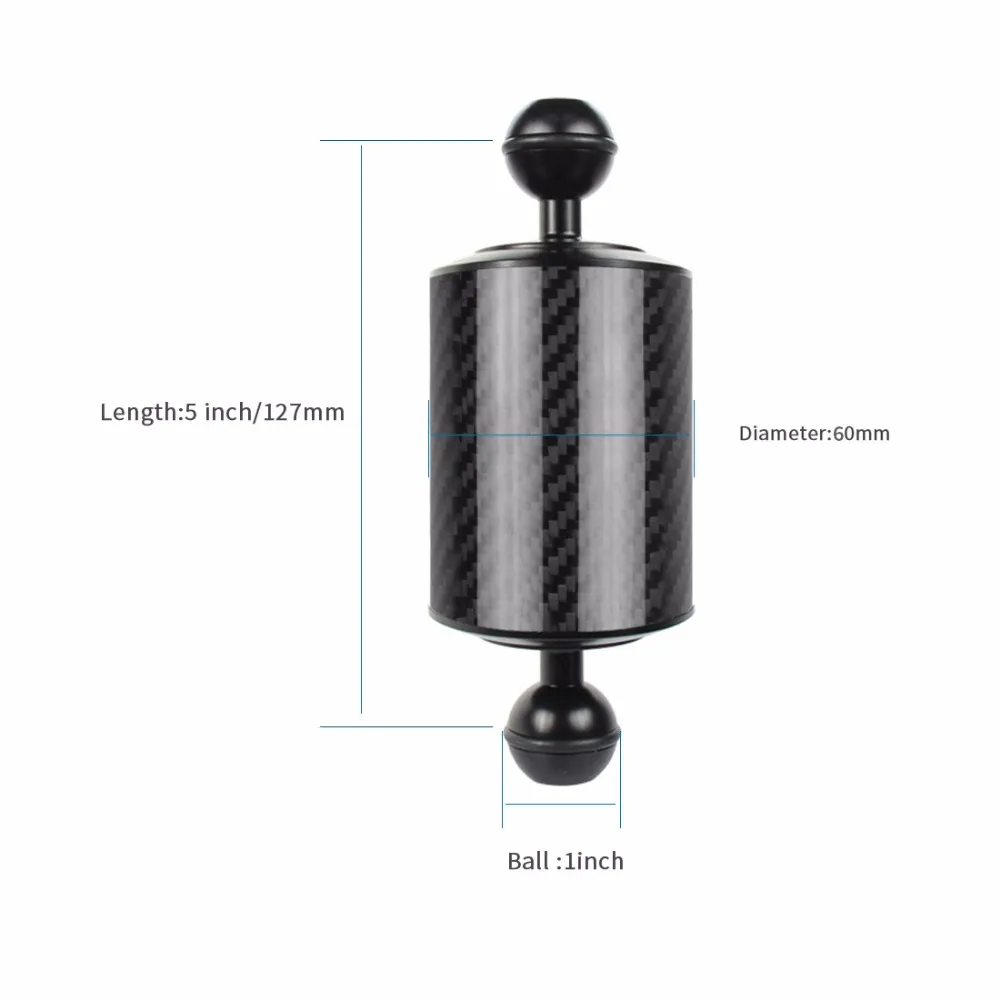 Обновленный удлинитель поплавок плавучести из углеродного волокна двойной шар 1 дюймов с клипсой Адаптер для Gopro для OSMO экшн SLR камер