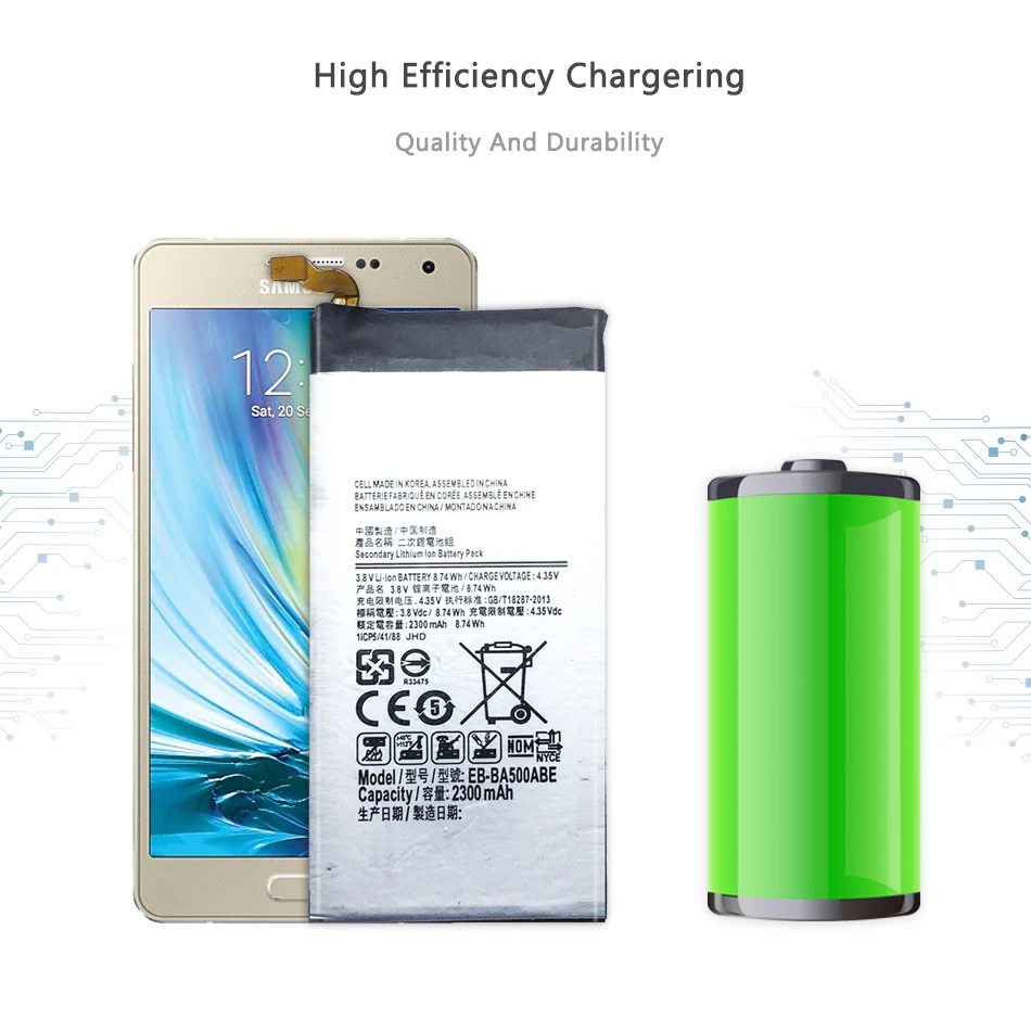 3800 мА/ч, EB-BA500ABE Батарея для Samsung Galaxy A5 A5000 A5009 A500F A500H SM-A500F A500K SM-A500FU SM-A500