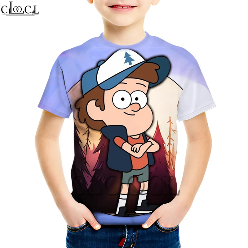 Детские футболки с рисунком из аниме «Гравити Фолз»; креативная детская одежда с 3D принтом для мальчиков и девочек; свитшот с короткими рукавами; Повседневные детские топы - Цвет: Kids T shirt 13
