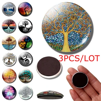 

Tree of Life Fridge Magnet 3PCS Glass Cabochon Life Tree Art Refrigerator Magnets Tree of Life Fridge Stickers Home Decoration