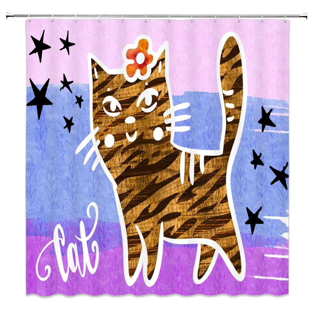 Детская занавеска для душа ванной из водонепроницаемого полиэстера с милым