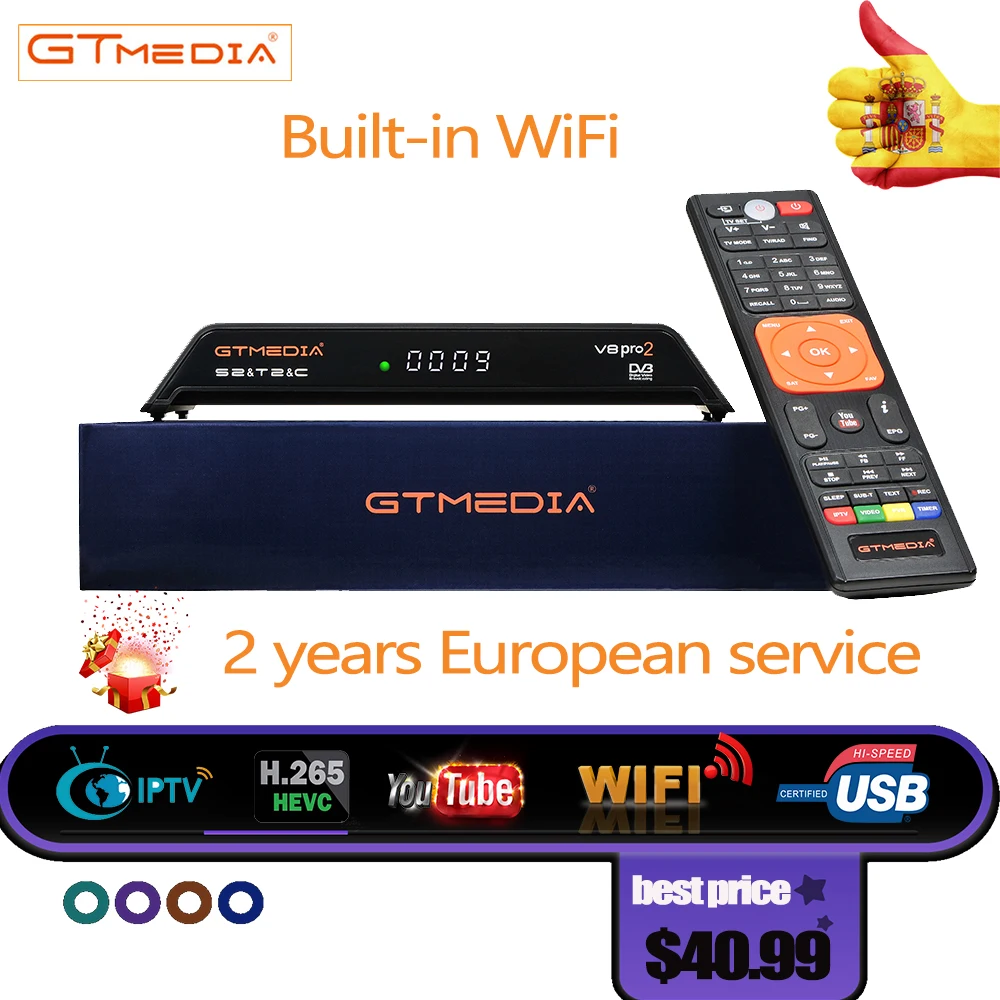 

Gtmedia V8 pro2 DVB S2 DVB T2 DVB C receiver Full HD DVB-S2 decoder H.265 satellite TV receiver Built-in Wi-Fi Europe clines