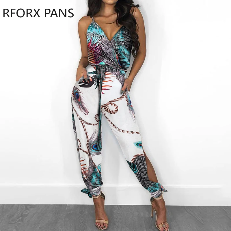 Womens Spaghetti Strap Mixed Print Slit Leg Jumpsuit Sexy Sexy Jumpsuit Womens Spaghetti Strap Mixed Print Slit Leg Jumpsuit Sexy Sexy Jumpsuit