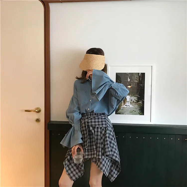 Blusas mujer de moda новая весенне-осенняя Милая женская одежда в Корейском стиле модные брендовые простые свободные рубашки с длинным рукавом Топы