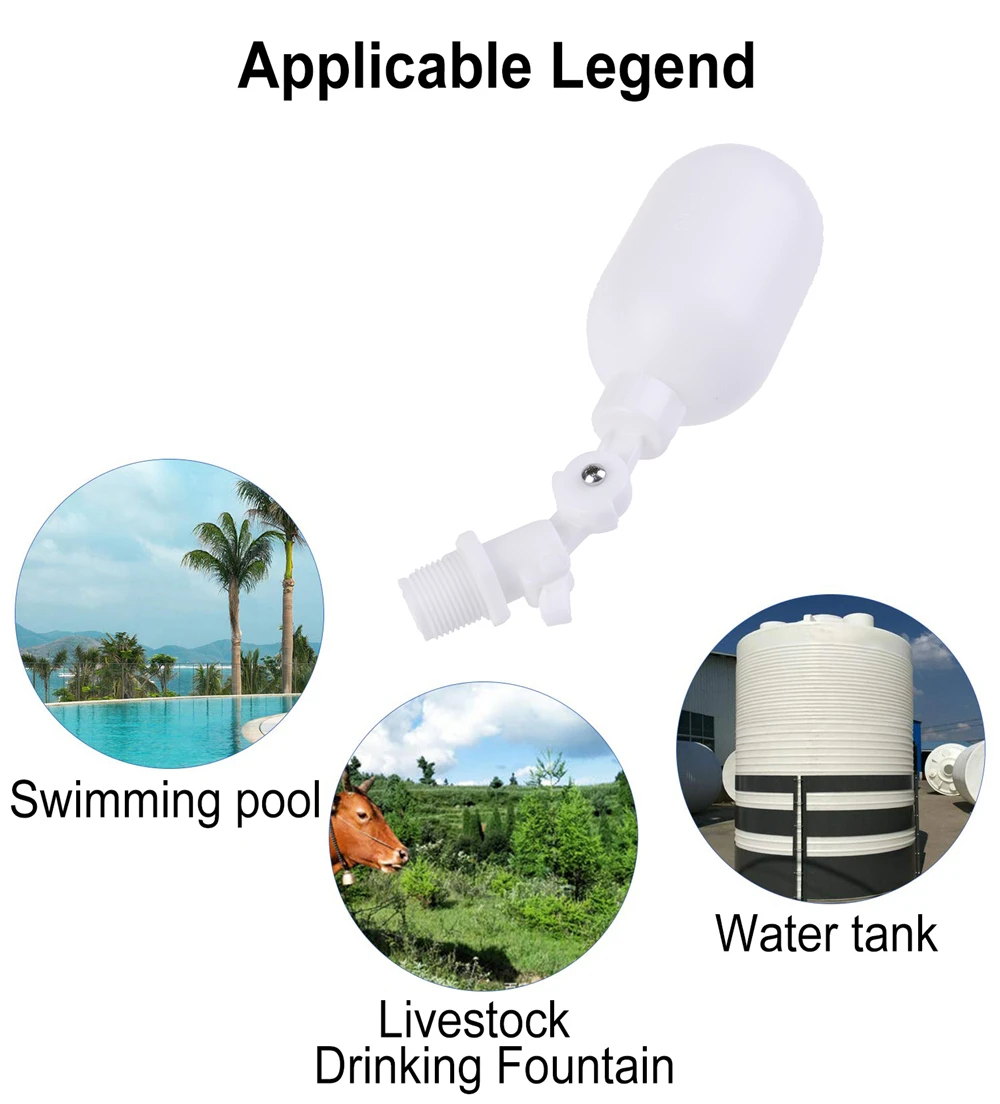 1/4 Inch Float Ball Valve For RO Water Purifier Aquarium Auto Water Changer Float Valve Plastic White Water Level Controller