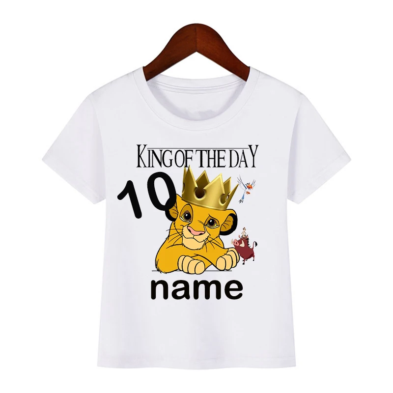 Number 1-10 Lion King Birthday Boys Shirts Boy's Simba Shirt Baby Girls Clothes Short Sleeve Tee Tops For 2-10 Years children t shirt
