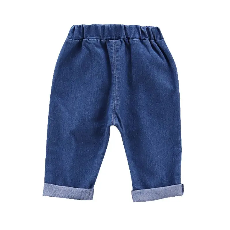 Корейский стиль, осенние джинсы для маленьких девочек, штаны с высокой талией, детская одежда, хлопковые Повседневные детские штаны, джинсы для девочек
