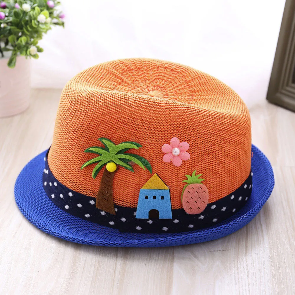 Boys and girls jazz hat embroidered coconut tree Toddler Infant Sun Cap Outdoor Baby Girls/Boys Hat Jazz Cap For Baby 