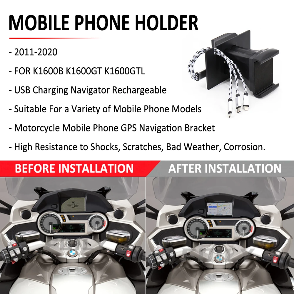 2011-2020-кронштейн-для-gps-навигации-мотоцикла-телефона-usb-зарядное-устройство-держатель-Подставка-для-bmw-k1600gtl-k1600gt-k1600b-k1600-b-gt-gtl