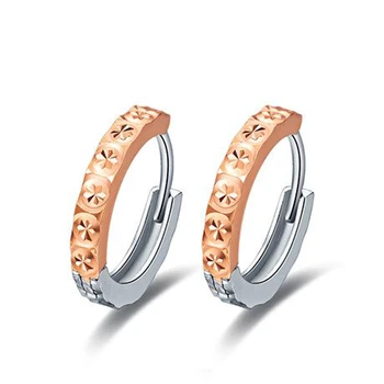 

Solid Pure 18K Multi-tone Gold Earrings Women Luck Full Star Hoop Earrings 0.9-1.2g 10mmW