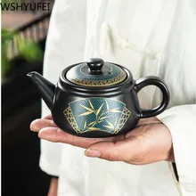 WSHYUFEI Jingdezhen Retro teapot pure Handmade Ceramics  kettle Chinese Porcelain Household Antique outline in gold Teapot 240ml