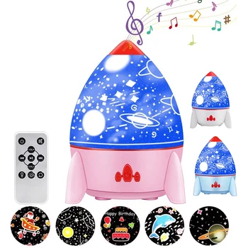

Star Projector for Kids Night Light with Remote Rechargeable Projector with 7 Lighting+Music+6 Films for Party