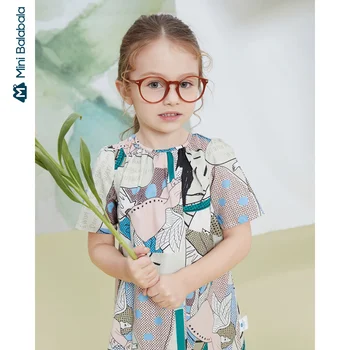 

Minibala Girls dresses 2020 summer new children princess dress children breathable printed dress