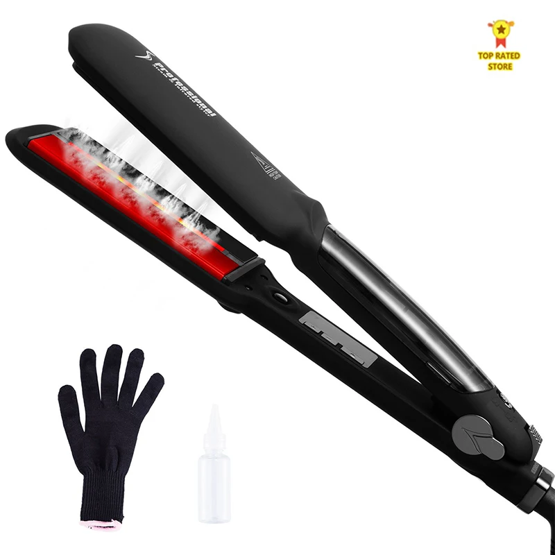 Steam Hair Straightener Ceramic Vapor Infrared Heating Flat Iron Double voltage 2 Inches Wide Plate Pro Hair Straightening ironS
