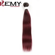 Бразильские Прямые Натуральные кудрявые пучки волос темные корни T1B/99J Омбре красные волосы пряди не Реми волосы ткать 1 шт