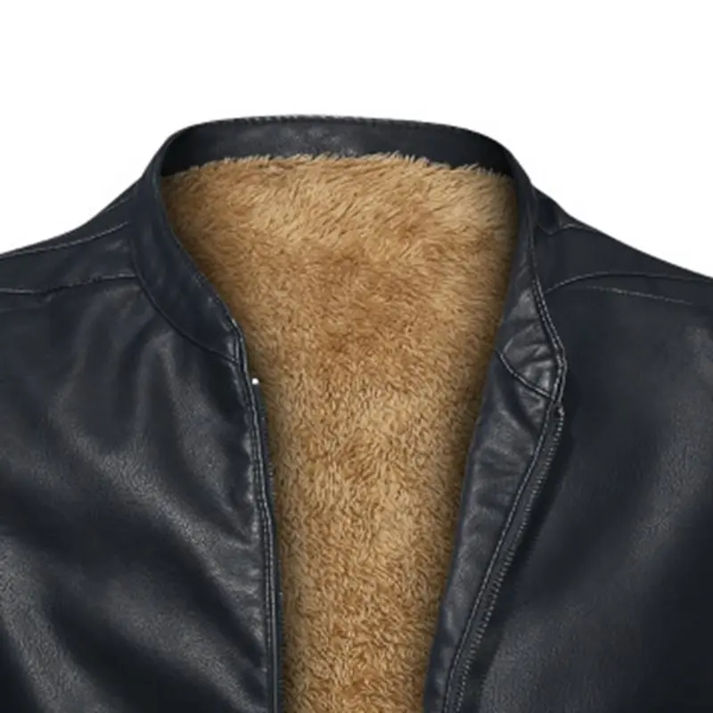 Зимняя мужская куртка теплая утолщенная верхняя одежда из искусственной кожи, куртки, пальто, мотоциклетный стиль, верхняя одежда в стиле панк на молнии, повседневная одежда