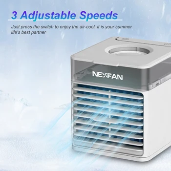 

Desktop Air Cooler Fan USB Rechargable Air Conditioner Fan Quiet 3 Speeds Misting Fan With LED Night Light for Home Room Office
