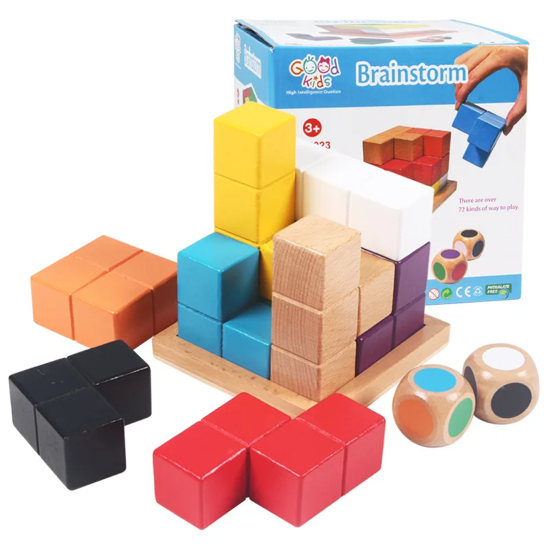 

Russia Square Stereo Assembling Building Blocks Educational Assembled Children Jenga Wooden Toys