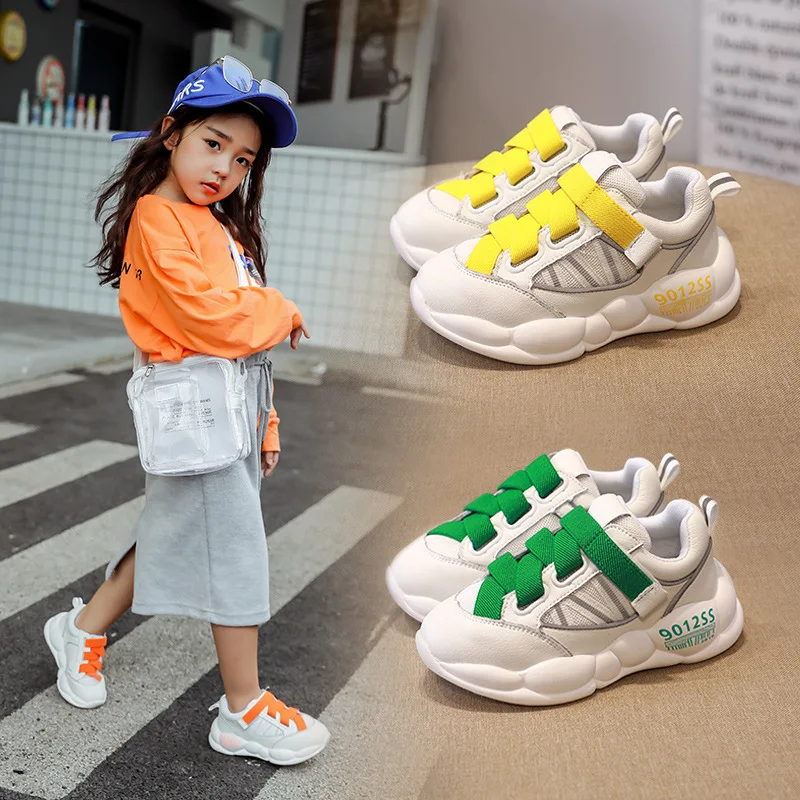 

2019 Autumn tennis kid sneakers girl boys shoes Breathable Boys quality leather Shoes Girls Anti-Slippery Children Sport Shoes