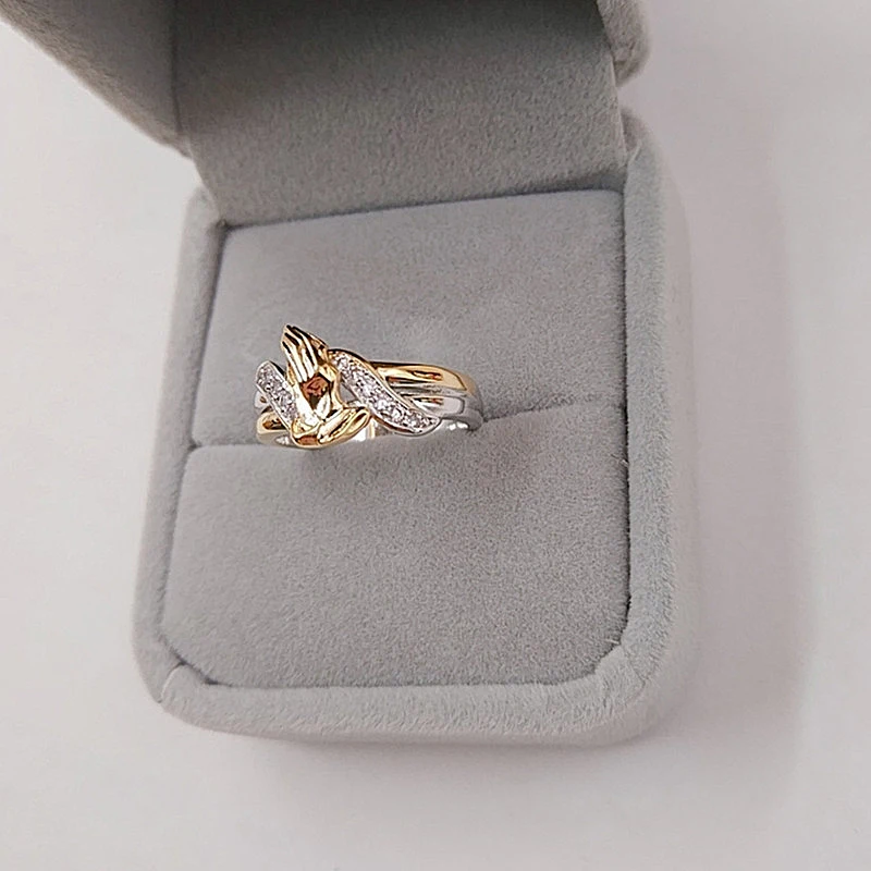 1 шт. изысканные молитвенные кольца с цирконом двойные Позолоченные руки