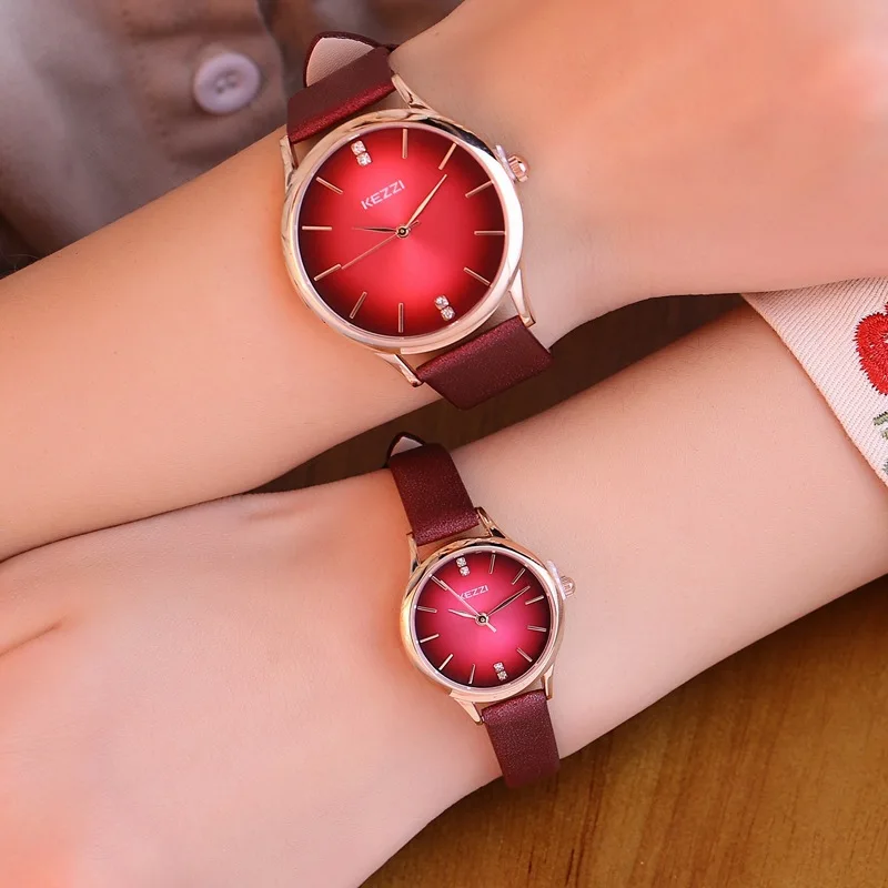 

KEZZI Couple Watch WOMEN'S Belt Waterproof STUDENT'S Watch Retro Men's Watch Gradient Korean-style Trend Quartz Watch 1800