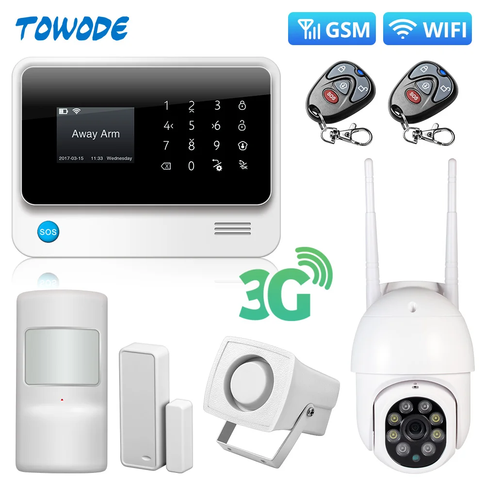 

Towode Alarm Systems Security Home G90B Plus 3G GSM WIFI APP Smart Remote Control Fire House Alarm System with IP Alarm Host