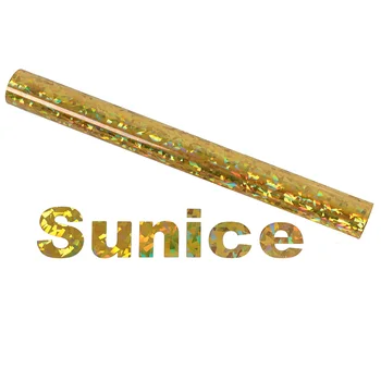 

Sunice 50cmx25m one roll Gold Holographic HTV Heat Transfer Vinyl heat press iron on T-shirts Clothes DIY