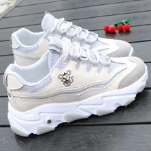 2020 spring new cartoon thick-sole patchwork cross lace-up dad casual shoes