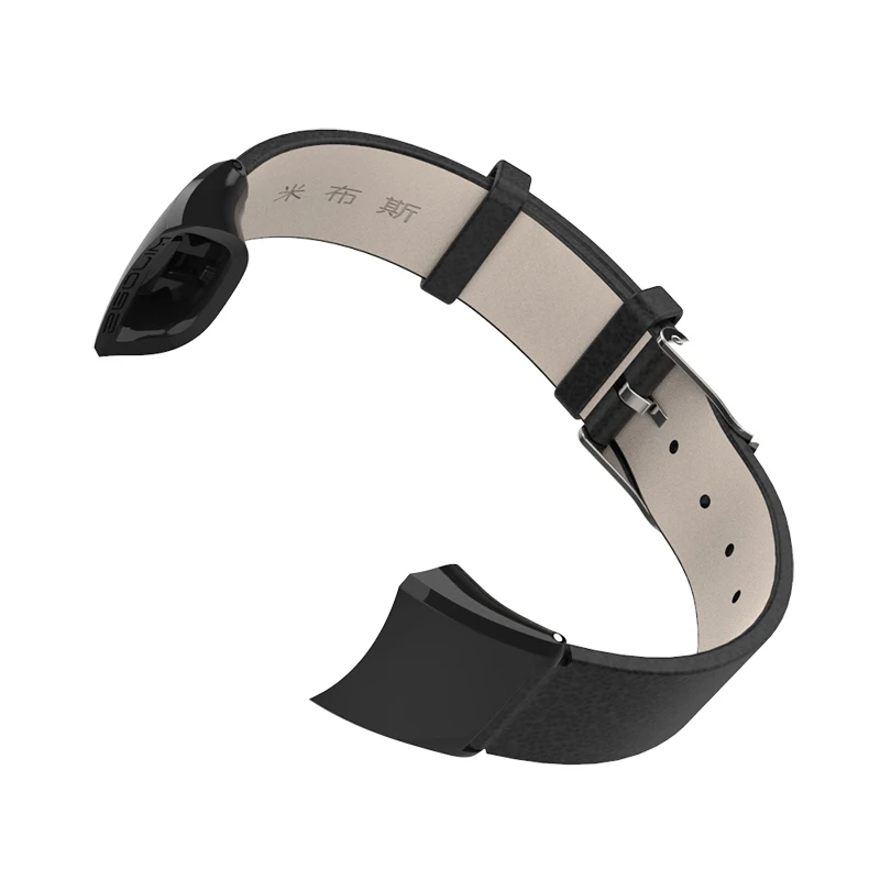 Mijobs кожаный ремешок для huawei Honor Band 4 5 Смарт-часы наручные часы ремешок для Honor 4 5 умный Браслет ремешок - Цвет: Black