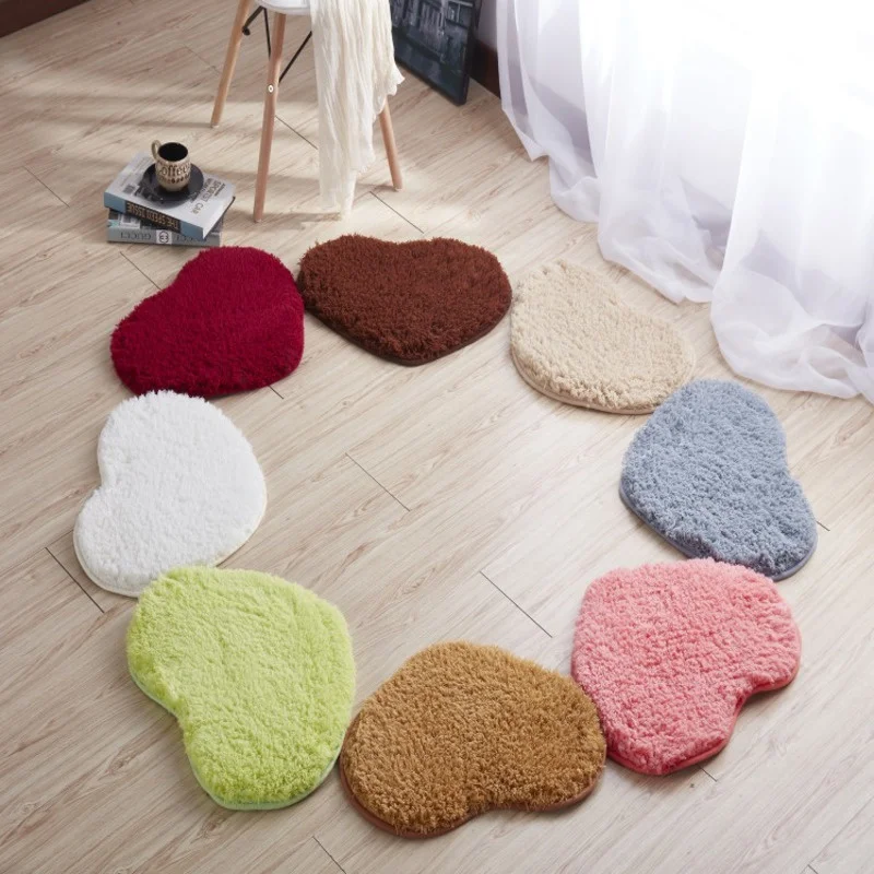 Heart Shape Simple Modern Carpet rugs Small Cushion Floor Mat Household Doormat Bedroom Room Bedside Bed | Дом и сад