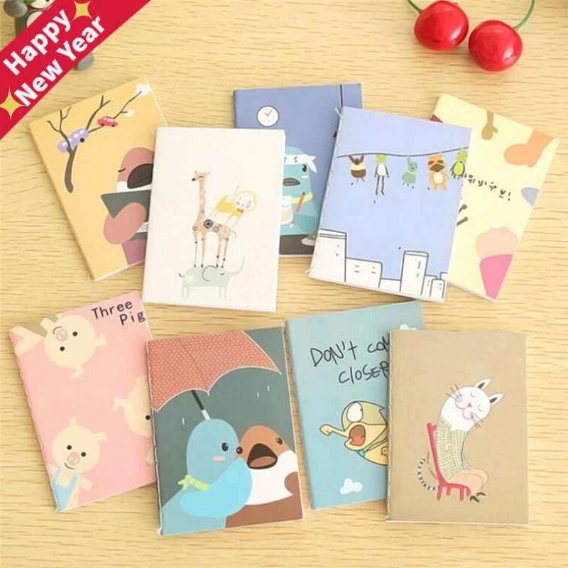 

2Pcs Retro Notepad Book Korean Lovely Cartoon Image Notebook Vintage For Kids Stationery Kawaii Journal Diary Notebook