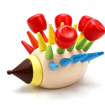 

DIY magnetic colorful Hedgehog knocked toys wooden building blocks children early childhood education Toys