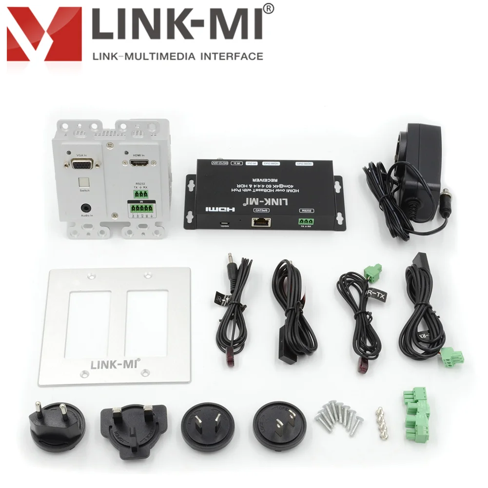 4K 40M HDBaseT HDMI+ VGA настенный удлинитель HDR10 3D видео удлинитель
