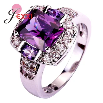 

New Big Square Cubic Zirconia 925 Sterling Silver Finger Rings For Women Girls Fashion Jewelry Accessory Wholesale