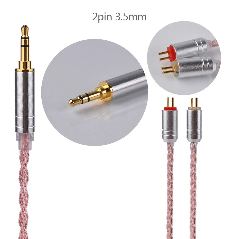 Yinyoo 6 ядро розовый Медь кабель 2,5/3,5/4,4 мм балансный кабель с MMCX/2pin разъем для HQ6 QT2 ZS10 ZST ZSR ZSA PRO