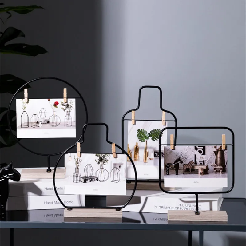 

6 Inch Nordic Metal Photo Frame Creative Desktop Decoration Photo Clips DIY Handmade Multifunctional Picture Certificate Frames