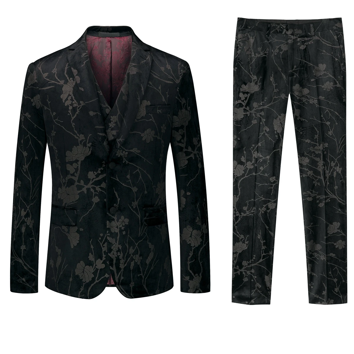 

fashion 2019 autumn single button floral business suit styles good quality 3 pieces mens suits wedding groom