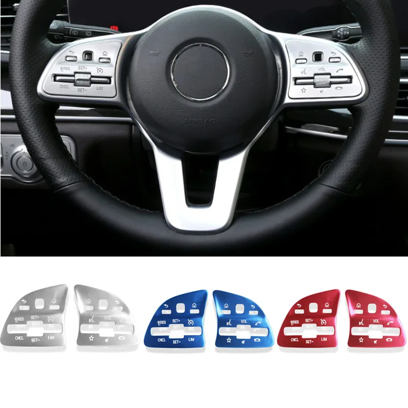 For Mercedes Benz 2019 2020 A B C E Class GLE GLC GLB W177 W247 W167 W205 stickers car steering wheel button cover trim styling