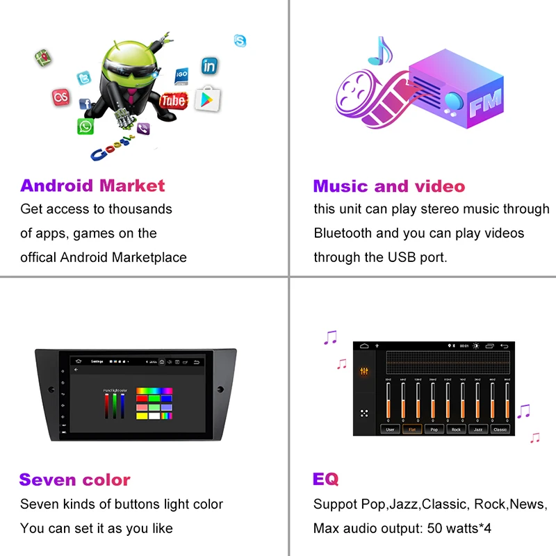 Top 2G RAM 1 Din Android 9.0 Car Multimedia DVD Player for BMW E90/E91/E92/E93 Navigation Radio 3 Series GPSAudio 2+32GB IPS 2