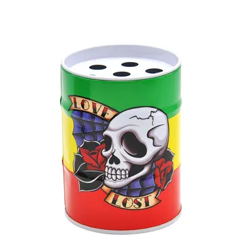 

Aluminum Oil Drums "No Smoke,No Life'' Ashtray Leaf & Skull Design Cigarette Ashtray Can Hold Multiple Cigarette