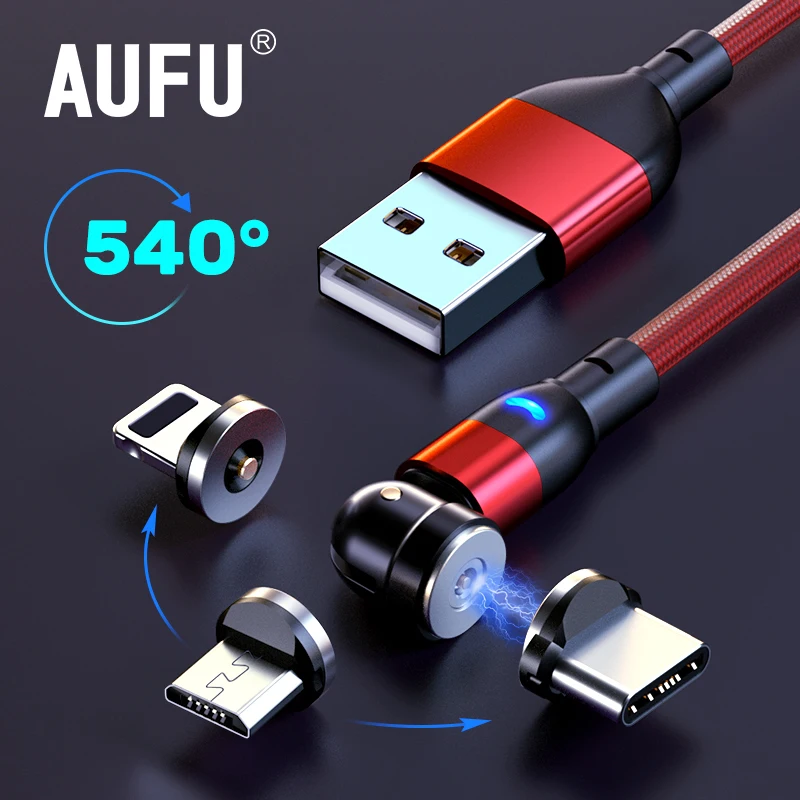 AUFU вращающийся на 540 градусов Магнитный кабель Micro USB Type C телефонный кабель для iPhone11 Pro XS Max Samsung Xiaomi USB шнур провод кабель|Кабели для мобильных телефонов| | АлиЭкспресс - Самые популярные аксессуары для мобильных