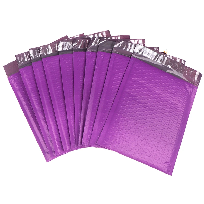 Sobres de burbujas de polietileno púrpura, autosellados, acolchados, bolsas de regalo para libros, revistas, autosellados, 10 Uds.