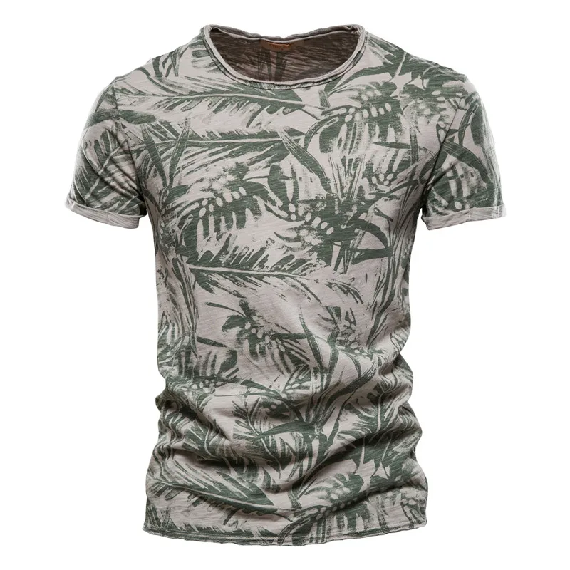NEGIZBER 2021 Hawaii Style 100% Cotton T-Shirt Men O-neck Print Shirt Men Casual Men Clothing Summer High Quality Men's T Shirts