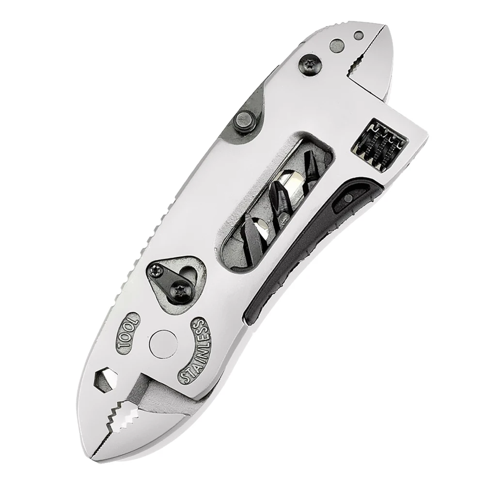 Camping Equipment Multi-tool Pliers Folding Knife Sharp Silver Stainless Steel Carved Lines Non-slip Outdoor Forest Tourism