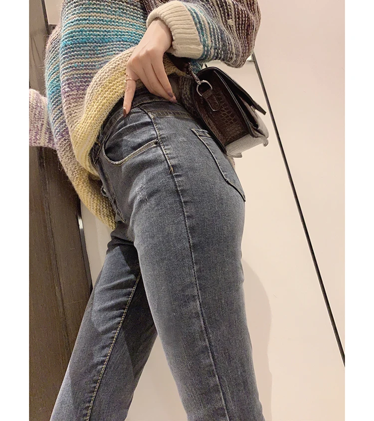 Mishow, Зимние Повседневные плотные джинсы глубокого цвета, женские хлопковые джинсы с высокой талией, облегающие длинные штаны на молнии MX19D2374