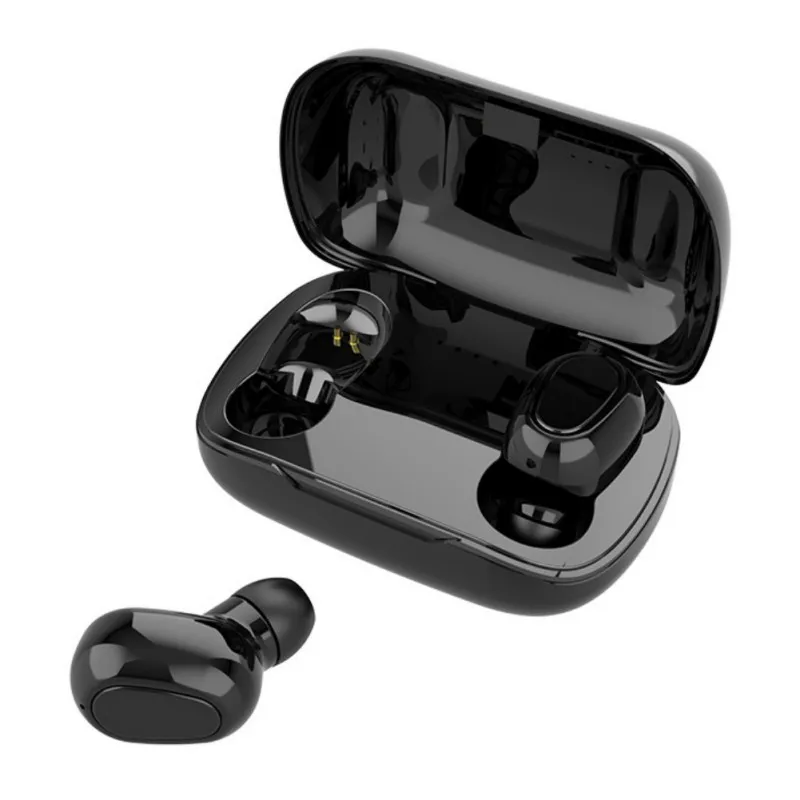 Black Bluetooth 5,0 наушники эргономичный громкой связи спортивные наушники для бега с зарядный чехол творчески - Цвет: Black