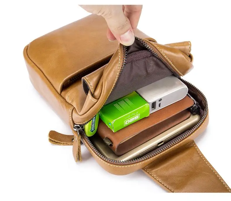 BULLCAPTAIN 2019Brand Genuine Leather Men Chest Bag Fashion Crossbody Bags for Men Small Causal Shoulder Bag Message Bags XB098