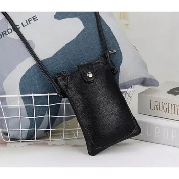 

New top layer cowhide ladies mobile phone bag messenger bag fashion wild leather women bag
