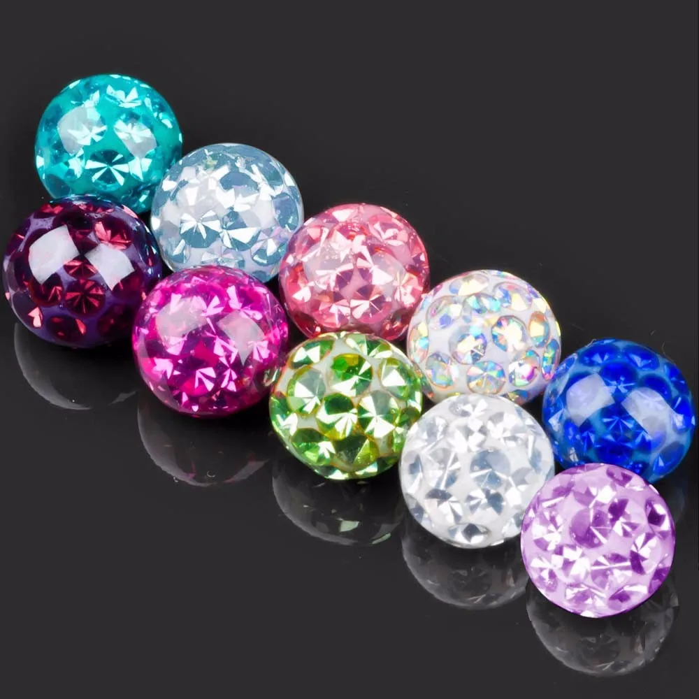 Piercing Jewelry 1PC 16g&14g Epoxy Crystal Ferido Ball Replacement Ball Labret Nose Tragus Navel Lip Earring New Jewelry