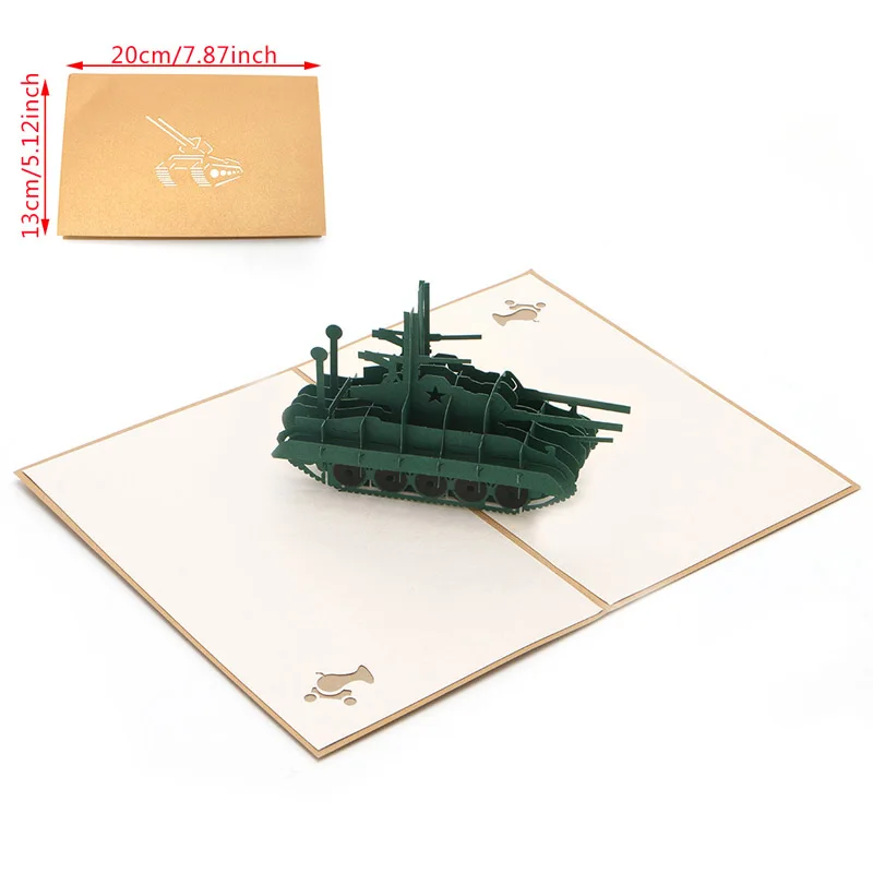  3D Pop Up Tank Greeting Card Postcard Valentines Christmas Birthday Invitation 72XF - 4000389149229